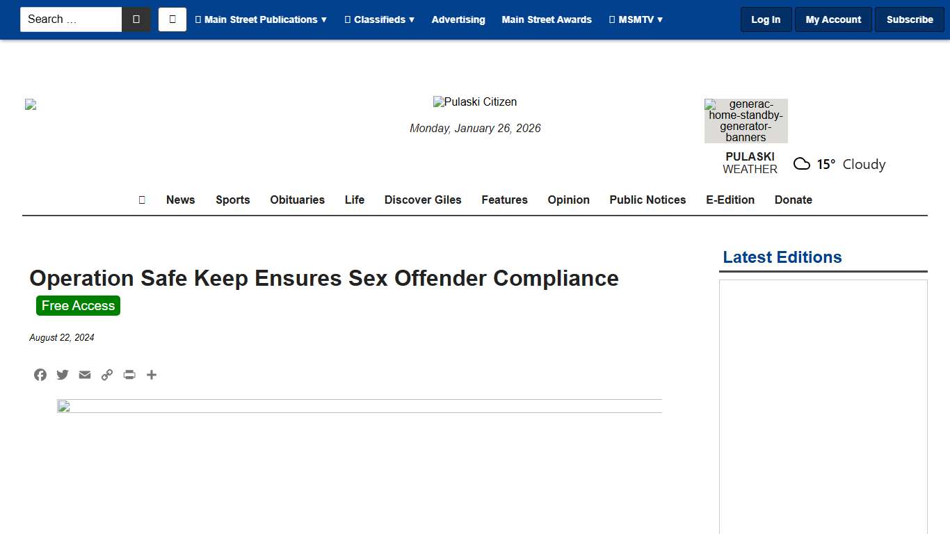Operation Safe Keep Ensures Sex Offender Compliance - Main Street Media of Tennessee